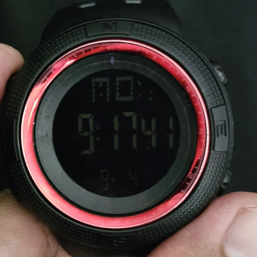 Men's Negative Display Digital Sports Watch 50MM Black Case Plastic Bands‎
